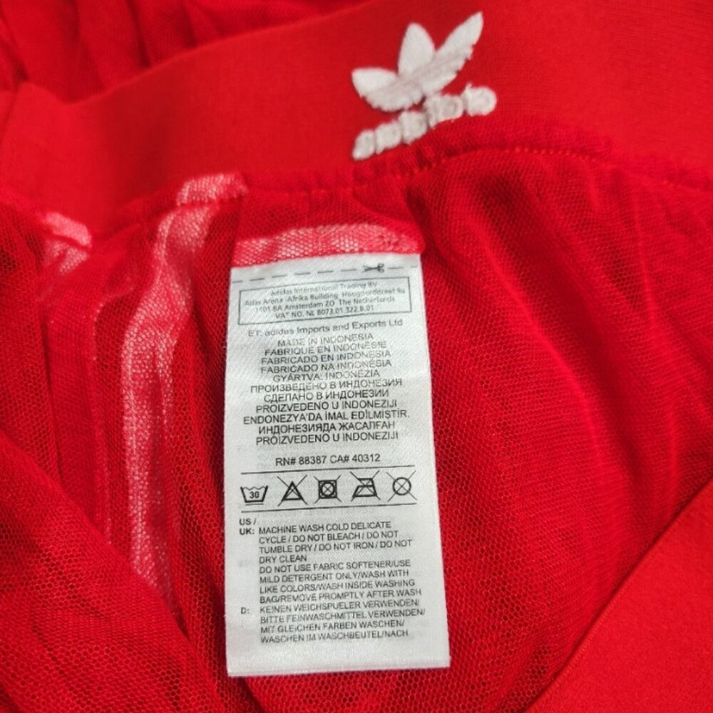💥HOT ITEM!💥ADIDAS Edgy Chic Pleated Tulle Midi Skirt in Bright Red - Picture 12 of 14